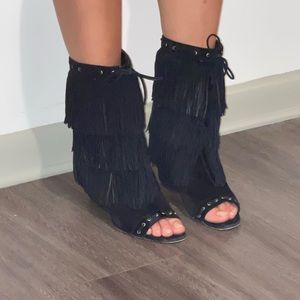 Louboutin fringe boot